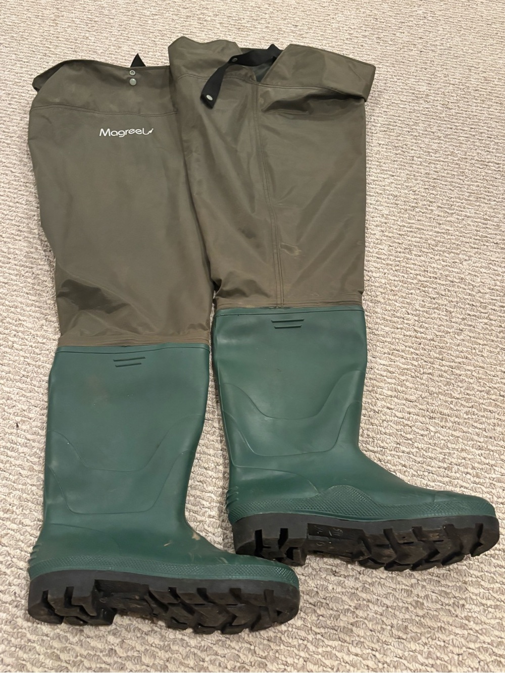 Magreel Men's 13 Green Hip Waders Fishing Boots Shoes Rubber Waterproof